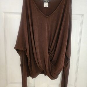 VENUS Chocolate Cold Shoulder Top